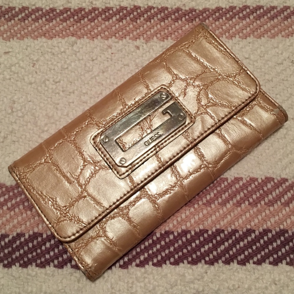 Gold Guess Clutch Wallet